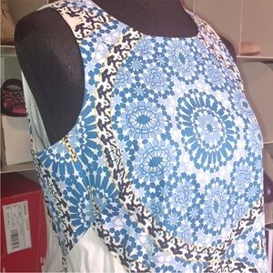 London Times blue white print dress size 10